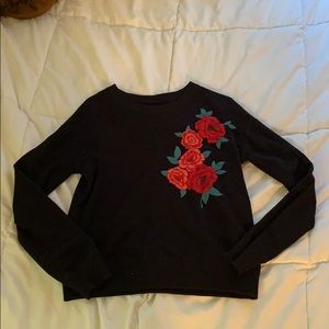 black flowered crewneck